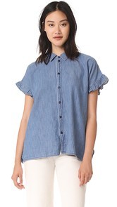 Madewell Indigo Ruffle Side Shirt