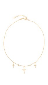 Jacquie Aiche 14k Gold Triple Cross Choker Necklace