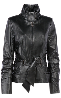 Женская кожаная куртка с поясом La Reine Blanche