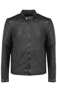 Черная кожаная куртка на синтепоне Urban Fashion for men