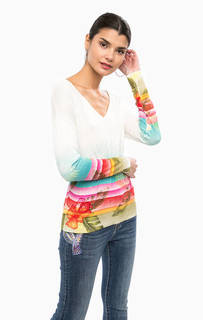 Хлопковый джемпер с треугольным вырезом Desigual