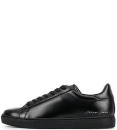 Черные кожаные кеды на шнуровке Armani Jeans