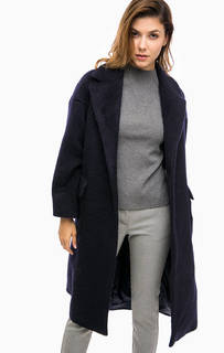 Синее шерстяное пальто на поясе Pennyblack