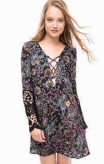 Расклешенное платье с кружевными рукавами MET