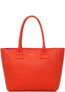 Красная кожаная сумка-шоппер на молнии Furla
