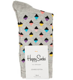 Серые хлопковые носки с цветным принтом Happy Socks
