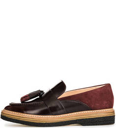 Лоферы бордового цвета на небольшой танкетке Clarks