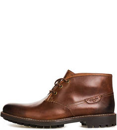 Коричневые кожаные ботинки на шнуровке Clarks
