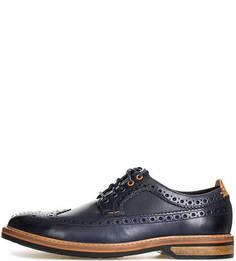 Синие кожаные туфли с брогированием Clarks