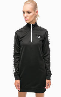 Черное трикотажное платье с длинными рукавами Fred Perry