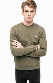 Хлопковый свитшот цвета хаки Fred Perry