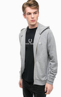 Серая хлопковая толстовка с капюшоном Fred Perry