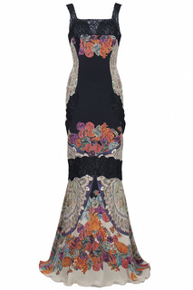Вечернее длинное платье с кружевом Class Cavalli
