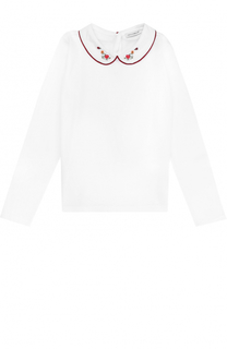 Хлопковая блуза с вышивкой и контрастной отделкой Dolce &amp; Gabbana