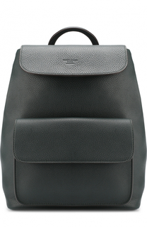 Кожаный рюкзак с клапаном и внешним карманом Giorgio Armani