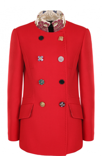 Шерстяное пальто с воротником-стойкой и декорированными пуговицами Dolce &amp; Gabbana
