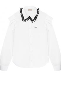 Хлопковая блуза с декоративным воротником No. 21