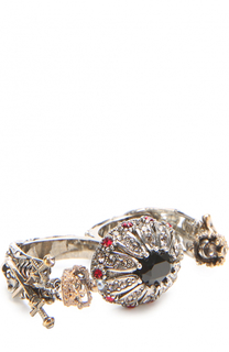 Двойное кольцо с отделкой из кристаллов Swarovski Alexander McQueen