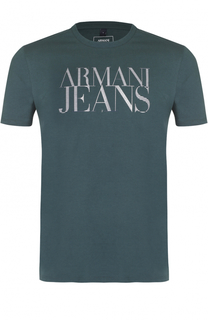 Хлопковая футболка с круглым вырезом Armani Jeans