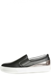 Кожаные слипоны Sportivo с вставкой металлизированной кожи Tod’s Tods