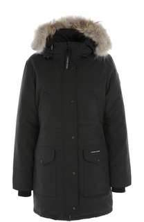 Приталенный пуховик с капюшоном и меховой отделкой Canada Goose