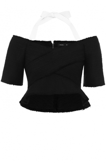Кроп-топ с контрастной лентой и укороченным рукавом Proenza Schouler