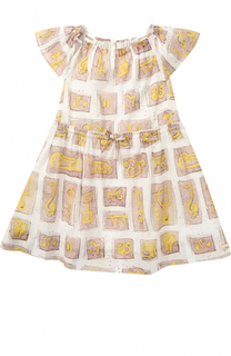 Хлопковое платье с принтом на кулиске Burberry