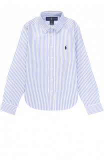 Хлопковая рубашка в полоску с воротником button down Polo Ralph Lauren