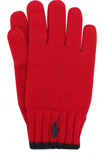 Шерстяные перчатки с логотипом бренда Polo Ralph Lauren