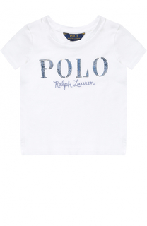 Хлопковая футболка с вышивкой и аппликацией Polo Ralph Lauren