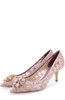 Кружевные туфли Rainbow Lace с брошью Dolce &amp; Gabbana