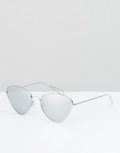 Серебристые солнцезащитные очки кошачий глаз Weekday - Серебряный