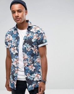 Рубашка с короткими рукавами и цветочным принтом Jack &amp; Jones Originals - Темно-синий