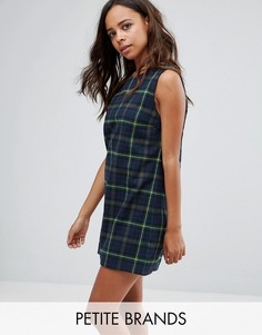 Платье-туника в клетку Missguided Petite - Зеленый