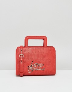 Сумка с короткими ручками со съемным ремешком через плечо Love Moschino - Красный