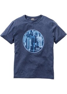 Футболка Slim Fit (синий меланж) Bonprix