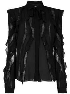 sheer stripes frilled blouse Elie Saab