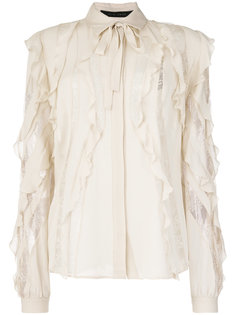 sheer stripes frilled blouse Elie Saab