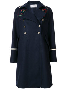 embroidered double breasted peacoat Valentino