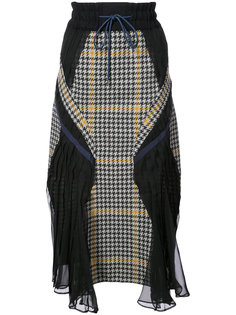 houndstooth wave panelled skirt Sacai