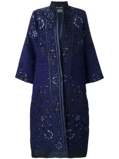 mandarin neck jacquard coat Alberta Ferretti