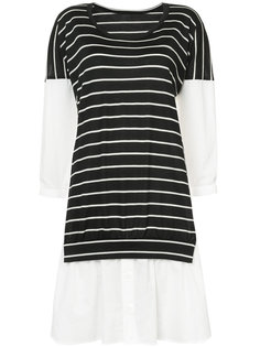 cropped sleeve striped dress Ys Y`s