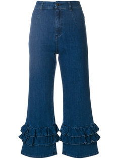 укороченные джинсы с оборками  Vivetta