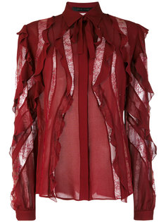 sheer stripes frilled blouse Elie Saab