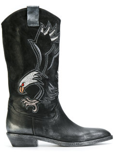 eagle embroidered cowboy boots Fausto Zenga