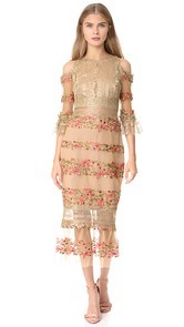 Marchesa Notte Embroidered Cocktail Dress