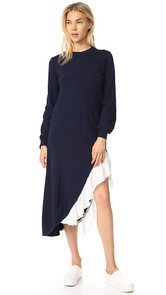 Clu Sweater Dress with Asymmetrical Ruffles
