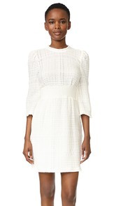 Derek Lam 10 Crosby Embroidered Dress with Puff Shoulders