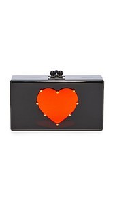 Edie Parker Jean LG Studded Heart Clutch