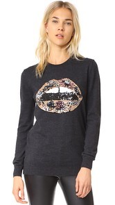 Markus Lupfer Sequin Fower Lip Natalie Sweater